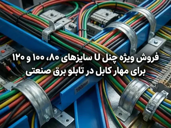 فروش ویژه چنل U سایز ۸۰، ۱۰۰، ۱۲۰ برای مهار کابل در تابلو برق صنعتی